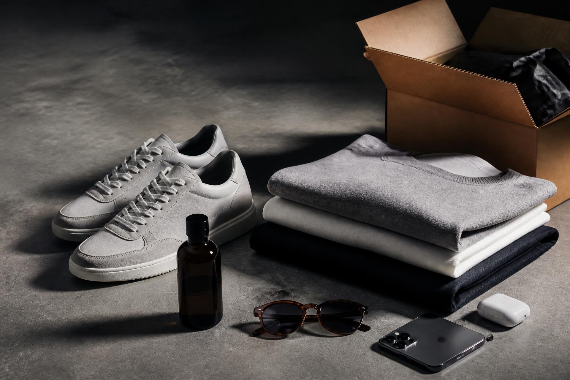 Premium fashion, beauty and electronics assortment prepared for online marketplace orders